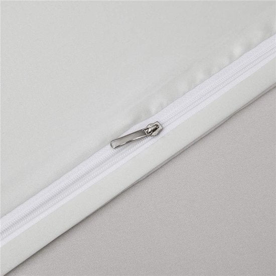 2-delig wit zijden satijnen beddengoedset | dekbedovertrek 155 x 220 cm met kussensloop 80 x 80 cm | antraciet | 2-delig bedgarnituur | katoenen dekbedovertrek met ritssluiting