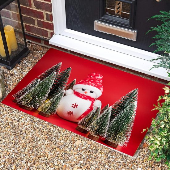 Kersttapijt, 2 stuks, antislip, kerstprint, tapijt, deurmat, badkamertapijt, wasbaar, badmatten, kerstdecoraties voor slaapkamer, keuken, badkamer