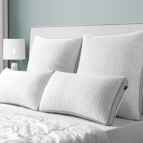 Hoofdkussen, 40 x 80 cm, verstelbare vezelvulling, kussen met ritssluiting, hotelkussen, set van 2, 950 g x 2 microvezel, wasbaar nekkussen voor mensen met allergieën, zijslapers en