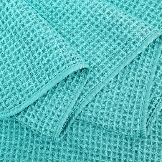 Handdoekenset - snel drogende & pluisvrije microvezel - wafelstructuur - zeer groot - Aqua - 152 x 76,2 cm - 6-delig Vertaling: Handdoekenset - snel drogende & pluisvrije microvezel - wafelstructuur - zeer groot - Aqua - 152 x 76,2 cm - 6-delig