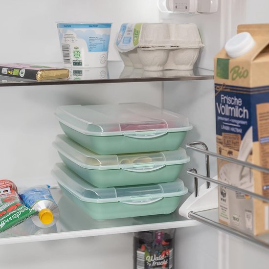 Stapelbare voedselbox en worstbox, set van 3, koelkastworstbox van kunststof