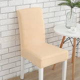 Stoelhoezen, set van 6 stoelhoezen, elastische hoezen voor stoelen, schommelstoelen, stretch stoelhoezen voor eetkamer, stoel, bruiloft, feesten, banket (beige)