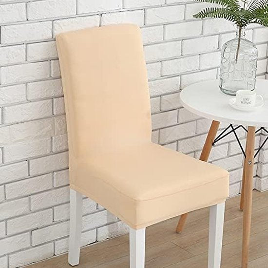 Stoelhoezen, set van 6 stoelhoezen, elastische hoezen voor stoelen, schommelstoelen, stretch stoelhoezen voor eetkamer, stoel, bruiloft, feesten, banket (beige)
