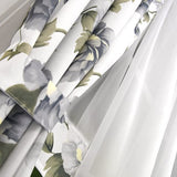 Gordijnset met trekkoord, 400 x 160 cm, voile, woonkamer, slaapkamer, kinderkamer, decoratieve raamgordijnen, set met gordijnen, vitrage, plooiband, lichtgrijs bloemen