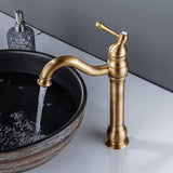 Kraan badkamer antiek messing, wastafel armatuur hoog 360° draaibaar, wastafel armatuur, retro, eengreepsmengkraan, slecht beslag, hoge uitloop voor badkamer