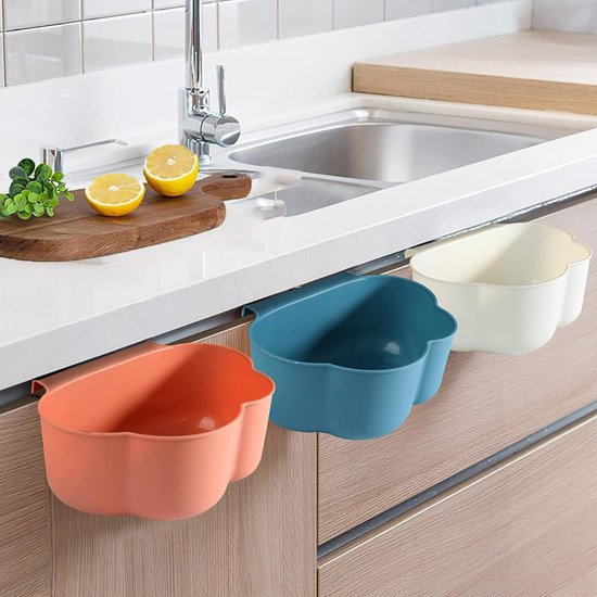 ABS aankleedtafel, organizer, 2 stuks, keukenkast, deur, hangende afvalemmer, wikkeltafelorganizer om op te hangen, opvangbak voor keukenafval, wit