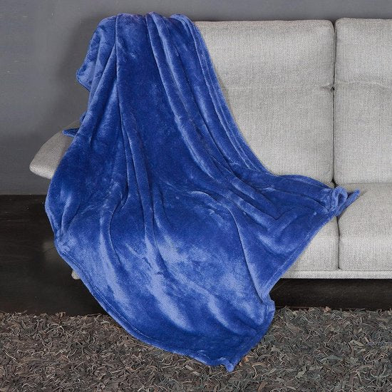 DEKEN, ZACHTE EN WARME MICROVEZEL DEKEN, BONT EFFECT, BLAUW, 130X170 CM