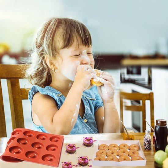 EQLEF Bakvorm, mini dougut-vorm, ronde buscuit en taartvorm voor doe-het-zelf bakken (18 rasters)