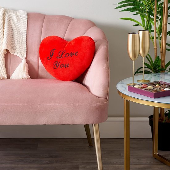 Rode Hartkussen met spreuk, knuffelkussen, 34 x 28 cm - Ik hou van jou cadeau voor Valentijnsdag, Verjaardagen en Moederdag.