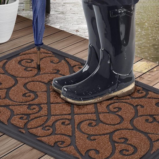 Schoonloopmat 45 x 75 cm, deurmat voor buiten, duurzame vuilvanger, antislip deurmat voor huisdeur, entree, huisingang, terras, sterk gefrequentieerd gebied