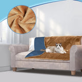 Waterdichte omkeerbare deken, 152 x 203 cm, lekvrije beschermhoes ter bescherming van matras, bank, tegen vlekken van volwassenen, baby's, honden, huisdieren, beige/grijsblauw