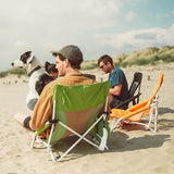 Opvouwbare strandstoel met lage stoelpoten, lichtgewicht campingstoelen met mesh rugleuning, klapstoelen met draagtas voor vakanties en buiten (groen)