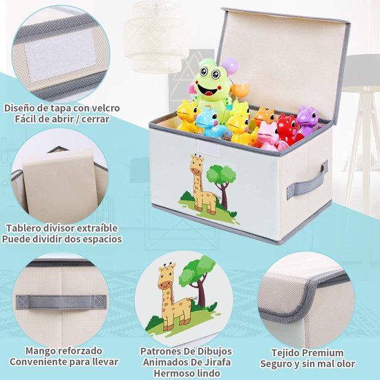 2 stuks opbergdozen voor kinderen met deksel, grote speelgoedkist, opbergkist met handgrepen, opvouwbare opbergdozen voor kinderkamer, boeken, kleding, speelgoed