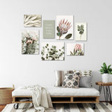 Muurschildingen groene bladeren - complete klaar om op te hangen - Boho beige woonkamer slaapkamer - 7 moderne sfeerafbeeldingen