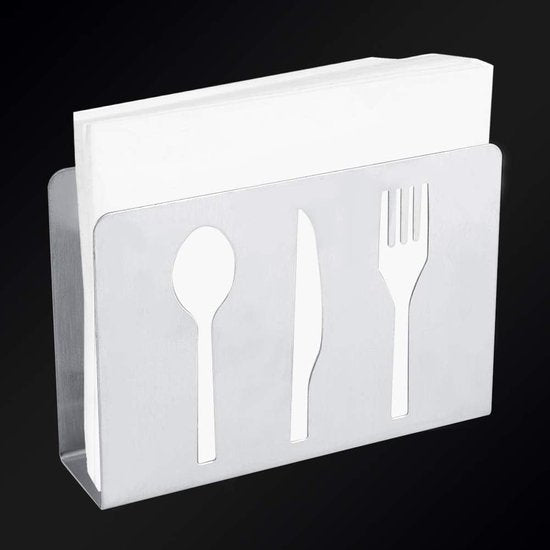Servethouder voor de tafel, zilverkleurige rechtopstaande zakdoekdispenser, moderne tafeldecoratie, servethouder