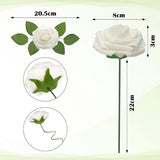 Kunstbloemen Witte Rozen, 30 stuks 8 cm Boeket Kunstmatige Decoratieve Bloemen Neprozen met Stengels en Kaart voor Valentijnsdag Huis Tuin Verjaardagsfeestje DIY Bruiloft Decoratie