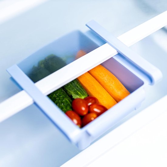 Koelkastorganizer, set van 4 stuks, 155 x 165 x 70 mm, uittrekbare schuifladen voor koelkast, praktische koelkastladen, koelkastorganizer