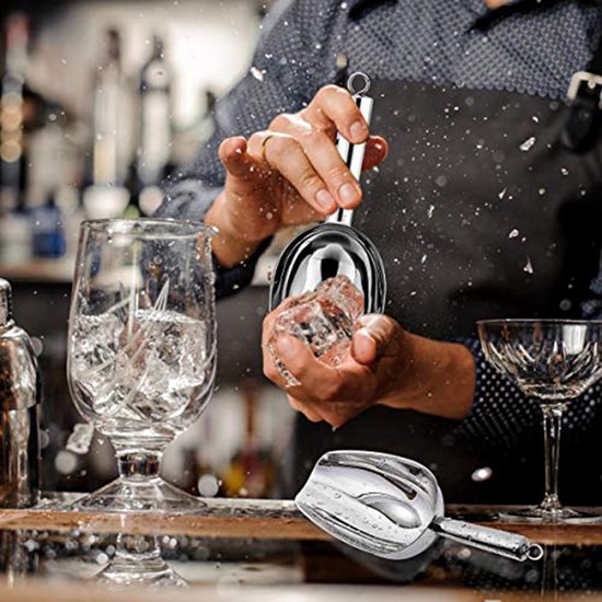 IJsschep, 3-delige set, roestvrij staal, afweegschep, meelschep, voederschep, zakschep, vulschep voor keuken, bar, buffet, feest, tuin, veelzijdig en vaatwasmachinebestendig, 3/5/8 oz