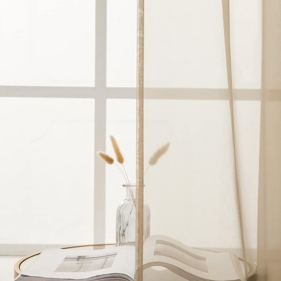 Voilegordijnen, 2-delige set, transparant, polyester, met lussen, luchtig, decoratief, voor slaapkamer en woonkamer. Voilegordijnen, 2-delige set, doorzichtig, van polyester, met lussen, luchtig, decoratief, voor slaapkamer en woonkamer.
