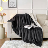 Dubbelzijdig pluche extra zacht fleece sherpa bedsprei pluizig en verbetert de slaap tweepersoons 150x200cm antracietgrijs