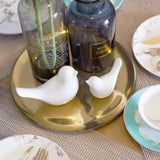 Set van 2 vogelstandbeelden, moderne dierensculpturen, keramieken huissculpturen, decoratie voor ornamenten in de woonkamer, slaapkamer, kantoor, bureau en kasten (vrouwelijk)