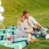 Picknickdeken, waterdichte XXL stranddeken, strandmat, picknickdeken, campingdeken met haringen, draaggreep en schouderriem voor picknick, tuin, strand, camping, 200 x 200 cm, golven