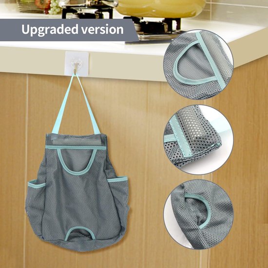 Plastic zakhouder, vuilniszakhouder, boodschappentas, plastic zakken, organizer, opvouwbaar, hangend, ademend, net-afvalzakken, herbruikbare plastic zakdispenser voor thuis en keuken, 2 stuks