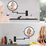 Cosmetic Mirror Wall Mount 1x/5x Magnification Diameter 8 Inch 360° Double-Sided Extendable Shaving Mirror Round Arm Makeup Mirror for Bathroom Black