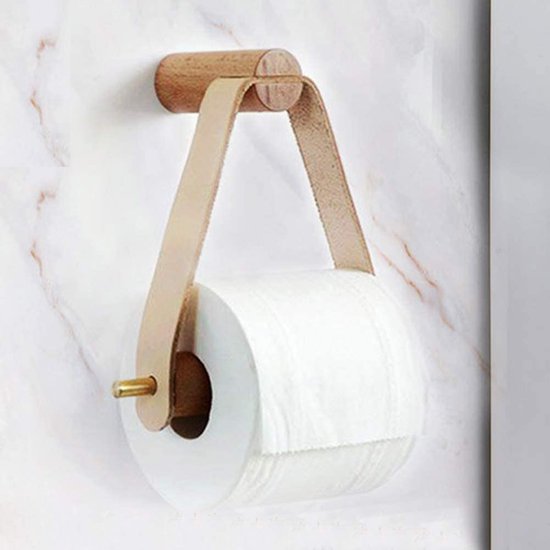 Houten Vintage Design Toiletpapierrolhouder - Wandgemonteerde toiletzakhouder - met schroeven