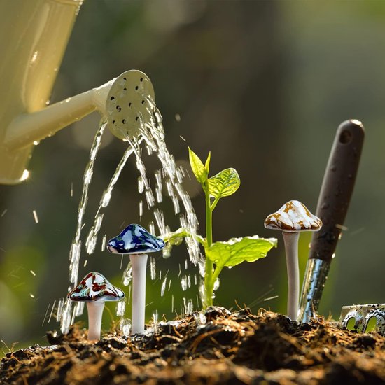 Set van 5 keramische paddestoelen, kleurrijke tuinpaddestoelen, paddenstoelen, paddestoelen, decoratieve tuinpotten, decoratie, keramische ornamenten, voor sprookjestuin, decoratieve bloempotten, gazons