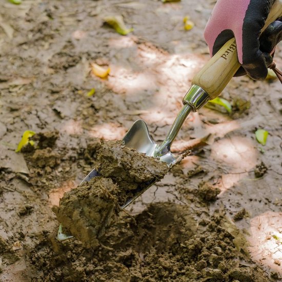 Gekartelde tuinplantschep, multifunctionele schop met essenhout en roestvrijstalen graafschep Transplanter