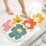 Badmat, badmat, kleurrijke bloemen, badkamertapijt, antislip, 50 x 80 cm, zacht absorberend badkamertapijt voor badkuip, douche, woonkamer (50 x 80 cm)