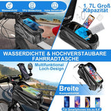 9 in 1 fietstas Fietsframetas Stuurtas Accessoires voor smartphone tot 6,8 inch Mobiele telefoonhouder Fietsstuur Waterdicht Flessenhouder Fiets 360° Fietsspiegel Reflecterend