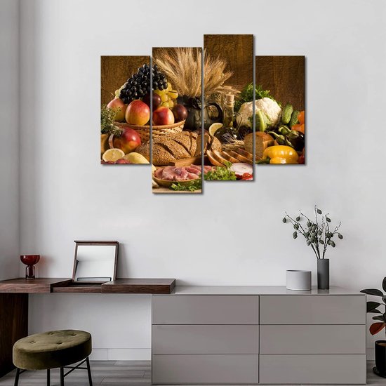 Moderne 4 panelen canvas vers fruit op tafel keuken muurkunst schilderij de afbeelding op canvas voedsel foto's kleurrijk