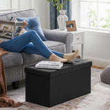 Kruk 80 liter, opbergdoos, voetenbank, opvouwbaar, tot 300 kg belastbaar, kunsthoes leeg, stof aarde, zwart