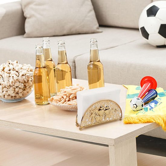 Metal Napkin Holder, Storage Box for Fabric with Different Grid Shapes, Gold Napkin Stand for Home, Table, Party, Wedding, Picnic