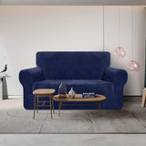 1 stuk dikke bankovertrek, ultrazacht fluweel, hoge stretch, antislip, tweezitsbank, meubelbescherming voor kat, hond en huisdier, 2-zits, donkerblauw