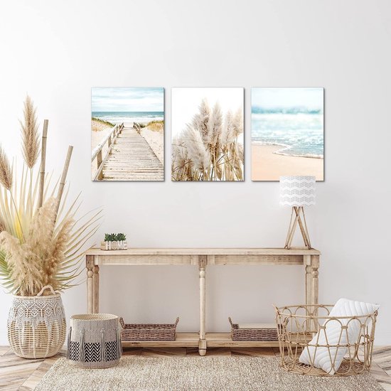 Zee - 90 x 40 cm - Meteen ophangen - muurdecoratie - wanddecoratie - muurdecoratie woonkamer - wanddecoratie woonkamer - muurdecoratie canvas - canvas schilderijen woonkamer - canvas schilderijen slaapkamer - muurdecoratie