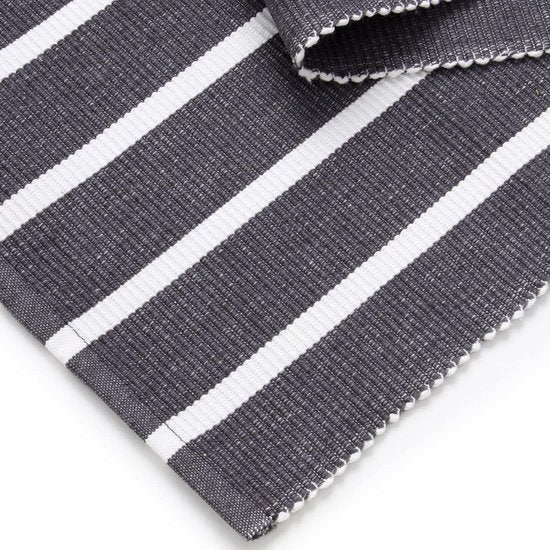 Ribbed Cotton Table Runner for 4 Seater with Roma Grey Stripes and Size Large 32 x 150 cm for Dining Table Autumn Decoration Halloween and Christmas - Machine Washable