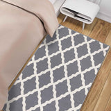 Glamour Collectie Vloerkleed met rubberen achterkant en elegant rasterontwerp, 100 x 150 cm, grijs.