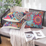 Set van 4 mandala kussenhoezen, 40 x 40 cm, waterdicht, boho, linnen, sierkussenhoezen, etno, voor slaapkamer, bank, auto, woondecoratie, 40 x 40 cm, 40 x 40 cm
