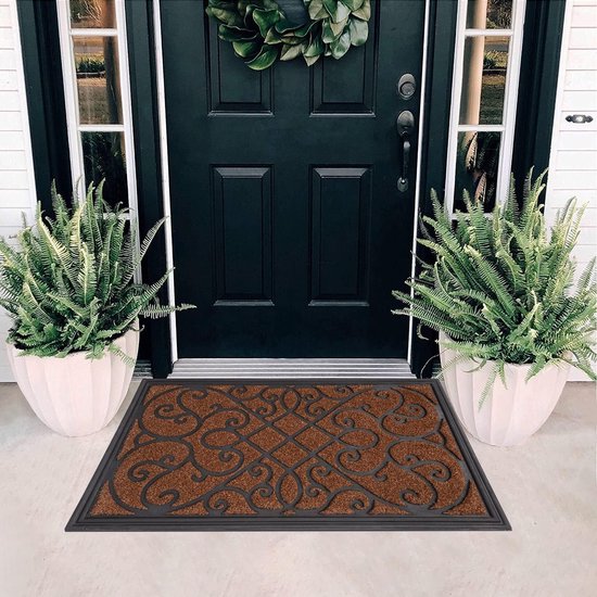 Schoonloopmat 45 x 75 cm, deurmat voor buiten, duurzame vuilvanger, antislip deurmat voor huisdeur, entree, huisingang, terras, sterk gefrequentieerd gebied
