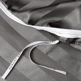 Satijn beddengoed 200 x 200 cm grijs - zijdeglans gestreept beddengoed set 3-delig hoogwaardig luxe dekbedovertrek met verborgen ritssluiting en 2 kussenslopen 80 x 80 cm, grijs