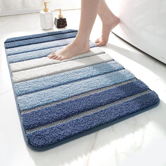 Badkamertapijt, antislip, badmat, 40 x 60 cm, absorberend, zacht, machinewasbaar, voor badkamer, blauw