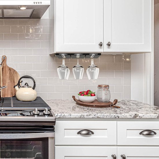 2 stuks wijnglashouders, omgekeerde wijnglashouders, hangende wijnglashouder, voor familie, restaurant, hotel, bar (zwart)