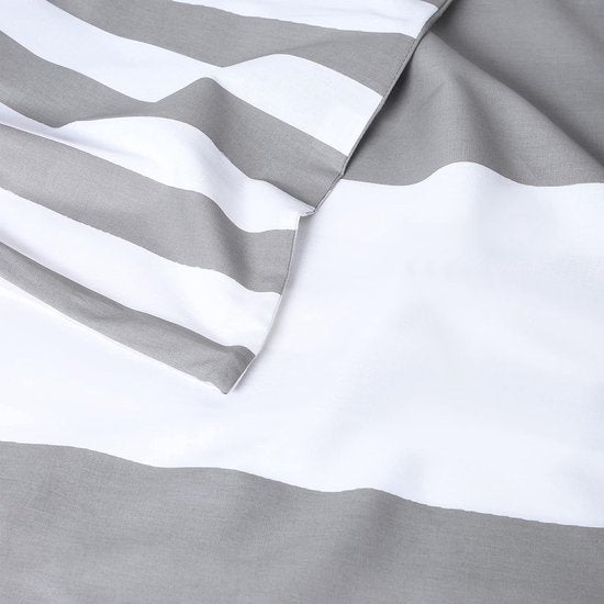 Still Beddengoed, 200 x 200 cm, grijs, ademend, renforcé beddengoedset met 1 dekbedovertrek van 200 x 200 cm en 2 kussenslopen van 80 x 80 cm, wit, grijs