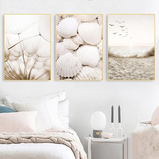 Premium 3-delige posterset, paardenbloem, fotoset, zonder lijst, moderne wanddecoratie, wandafbeeldingen voor woonkamer, slaapkamer (50 x 70 cm)