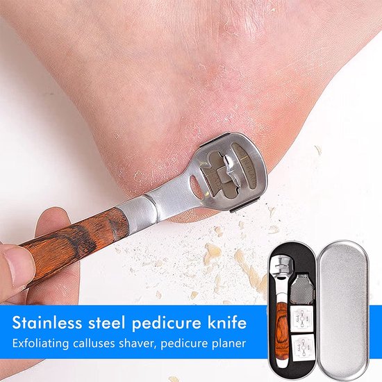 Pedicure eeltscheermesset, eeltverwijderaar, professionele voetschraper met voetvijlkop + 20 vervangende mesjes voor voetverzorging