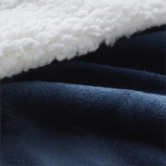 BEDSURE Knuffeldeken, wollige bankovertrek, blauw, deken, bank, klein als bankdeken, sprei en woonkamerdeken, woondeken van zacht fleece en warme Sherpa, fleecedeken, 130 x 150 cm