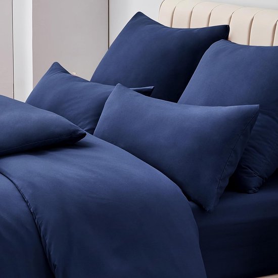 Kussensloop 40 x 80 cm, set van 2 stuks, kussenslopen 40 x 80 cm, blauw met ritssluiting, van microvezel, zacht, 40 x 80 cm, kussensloop